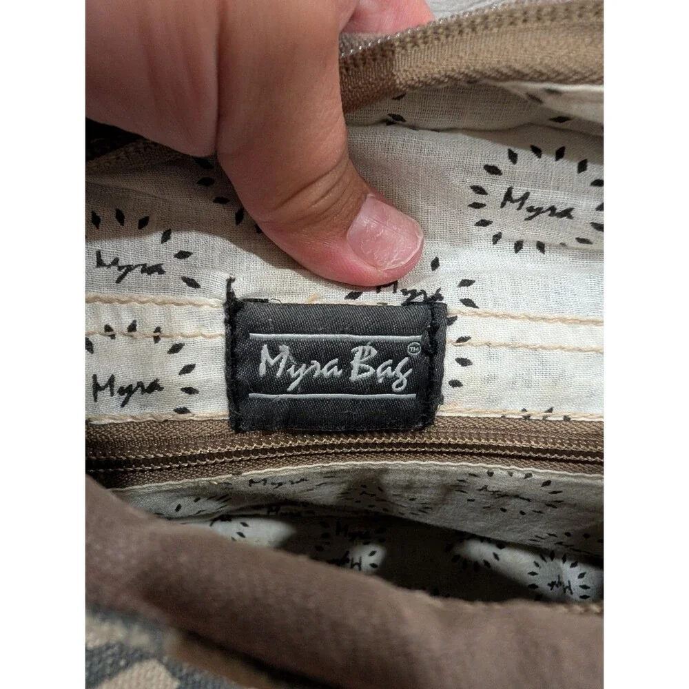 Myra Bag Cranky Upcycled Canvas Leather Crossbody Shoulder Bag Boho Geometric